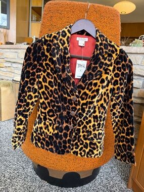 Lucky Brand Leopard Velvet Blazer Jacket